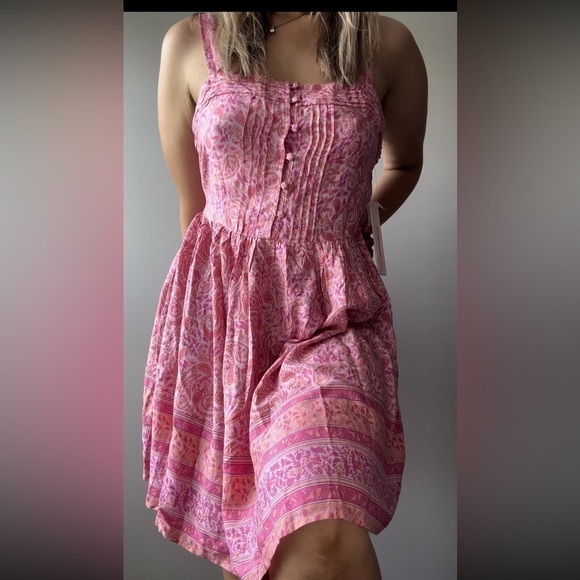 Aqua Dresses & Skirts - Aqua sundress pink girly paisley print buttons size S Bloomingdale’s exclusive  